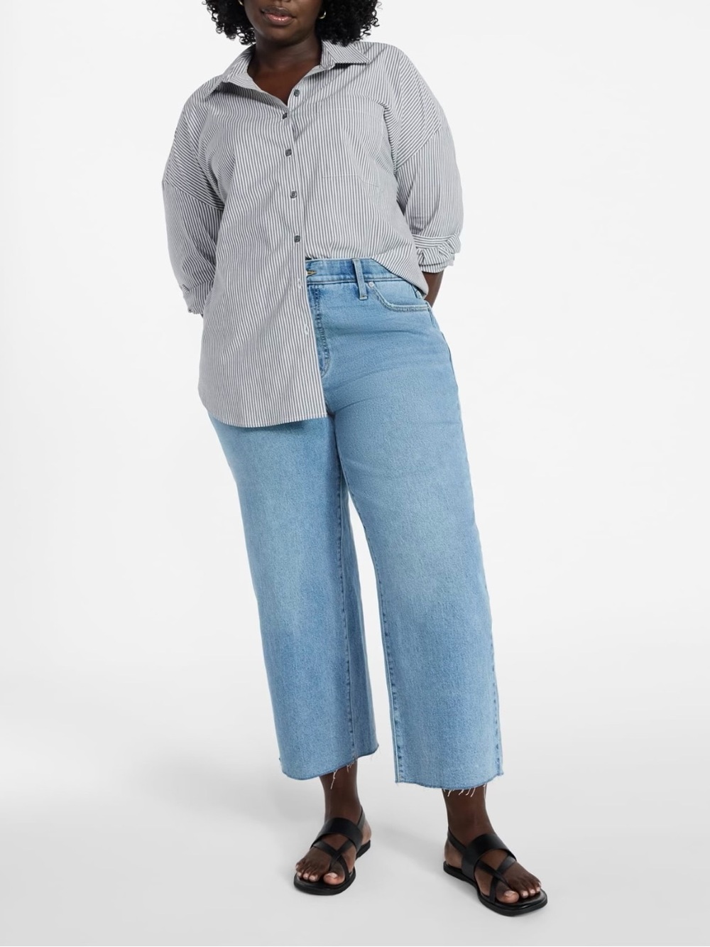Mid Rise Wide Leg Ankle Cut Hem Jeans, 26" Inseam